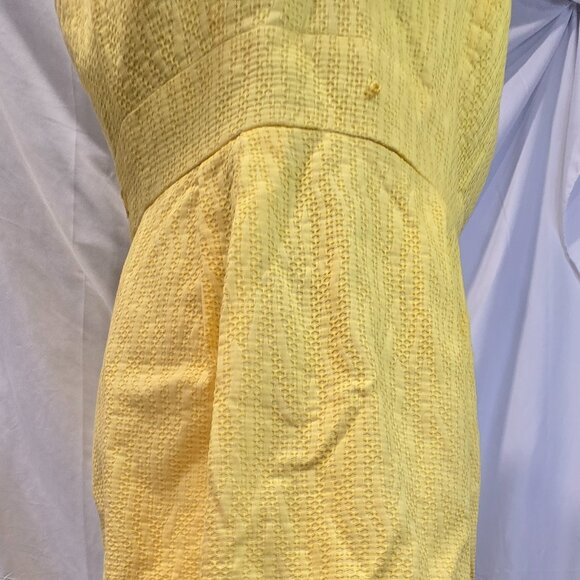 Eliza J New York Dress Yellow Size 12 Ruffles Pockets Lined Cotton - Picture 2 of 10